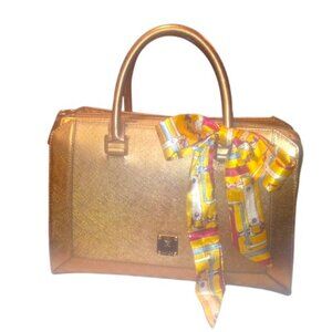 MCM Nuovo Leather Satchel with Crossbody | Gold